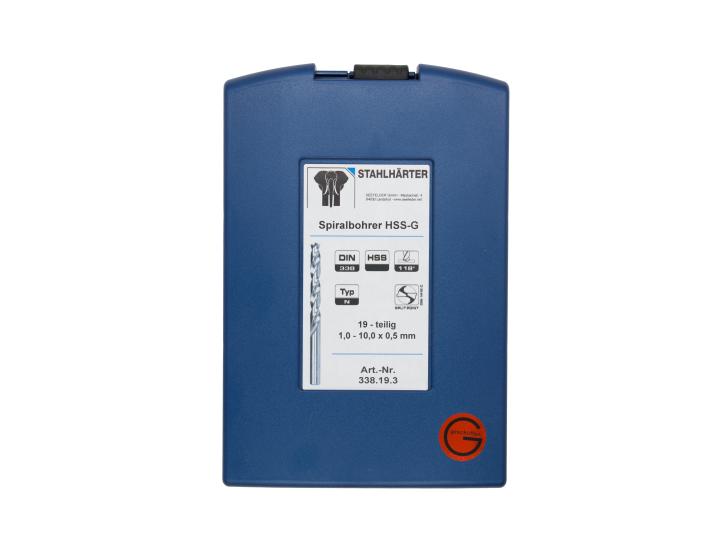 Sada spirálových vrtáků v kazetě DIN 338 HSS-G broušených 19 dílů