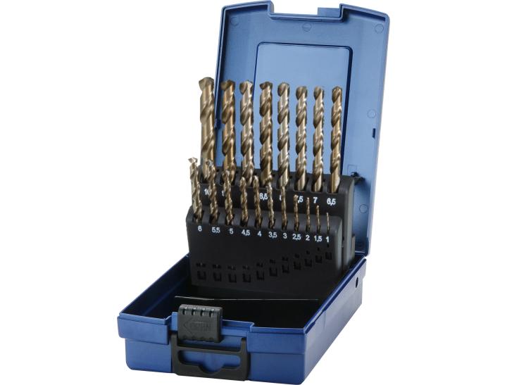 Sada spirálových vrtáků v kazetě DIN 338 HSS-E broušených 19 dílů