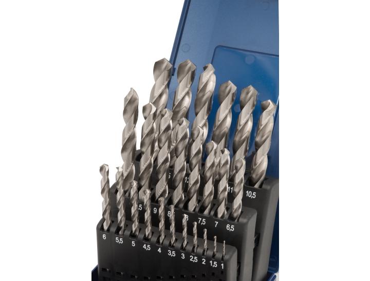Sada spirálových vrtáků v kazetě DIN 338 HSS-G broušených 25 dílů