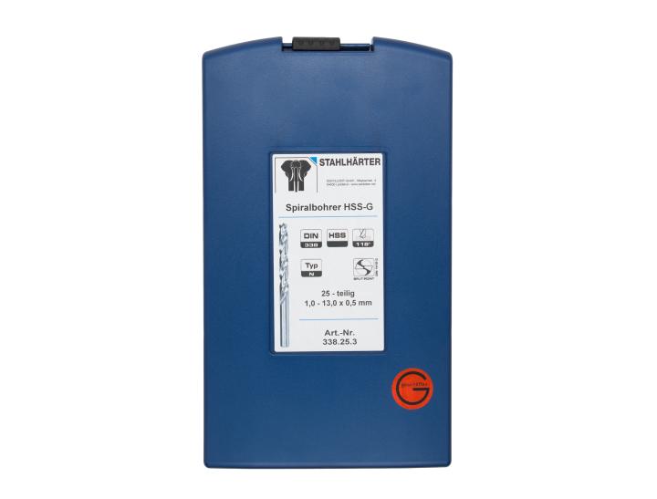 Sada spirálových vrtáků v kazetě DIN 338 HSS-G broušených 25 dílů