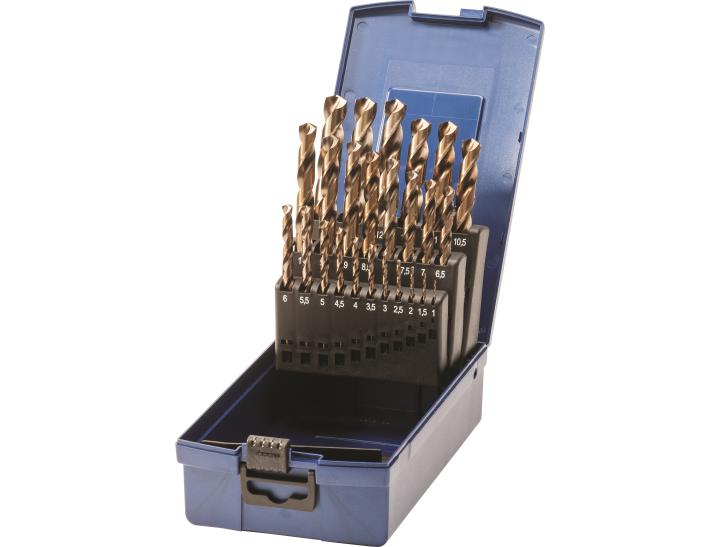 Sada spirálových vrtáků v kazetě DIN 338 HSS-E broušených 25 dílů