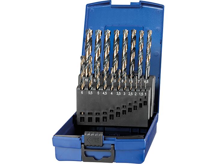 Sada spirálových vrtáků DIN 338 HSS-G uzavřená, TURBO 19 ks.