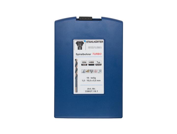 Sada spirálových vrtáků DIN 338 HSS-G uzavřená, TURBO 19 ks.