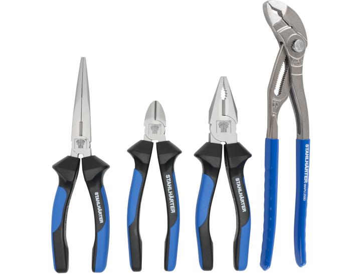 Sada kleští 4-dílná (kombinované kleště, kleště štípací boční, kleště na telefon, Wapu kleště)