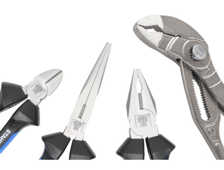 Sada kleští 4-dílná (kombinované kleště, kleště štípací boční, kleště na telefon, Wapu kleště)